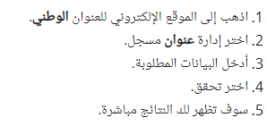 كيف اعرف العنوان الوطني الخاص بي